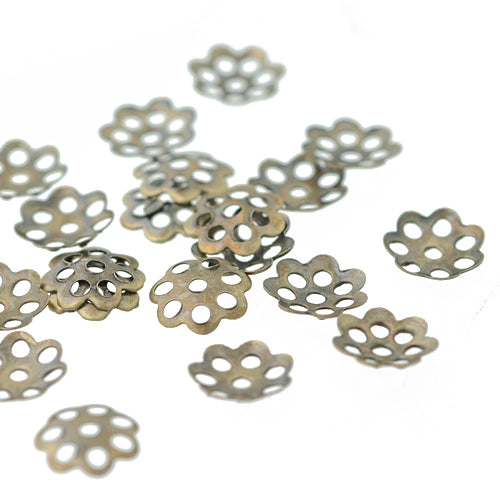 Filigree bead caps / brass colored / 100 pcs. Ø 6 mm