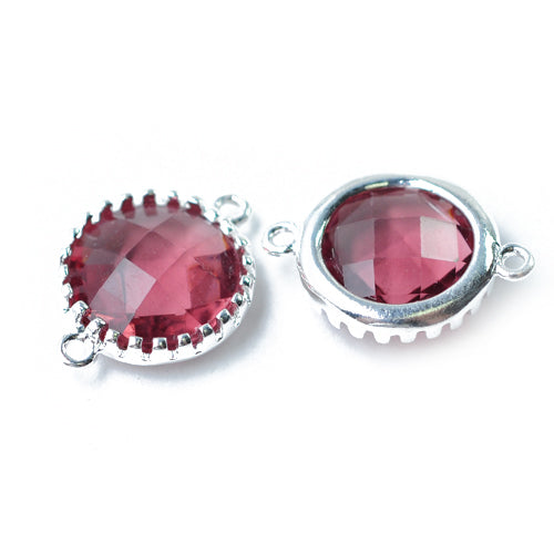 Crystal connector dusky pink / silver colored / Ø 12 mm
