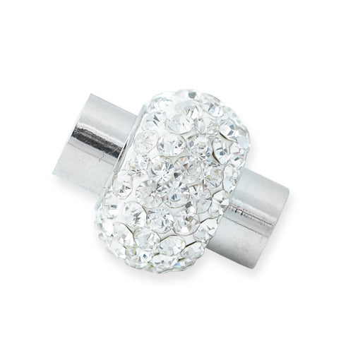 Stainless steel rhinestone magnetic clasp / Ø 5mm