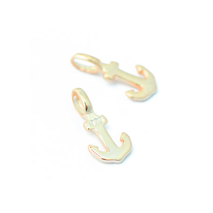 Anchor pendant / 925 silver gold plated / 8mm