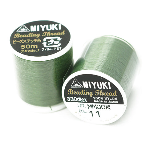Miyuki Fädelgarn / oliv / 50m / 0,2mm / 330dtex Garn Rolle