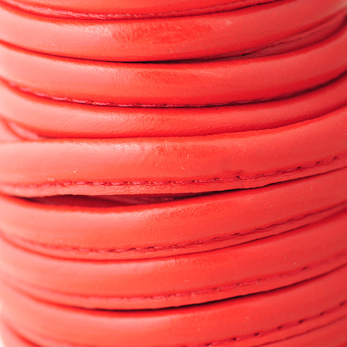 Nappa leather red/ sewn on the side / 1m Ø 6mm