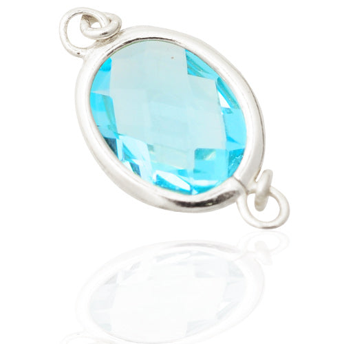 Aquamarine connector / 925 silver / 10mm