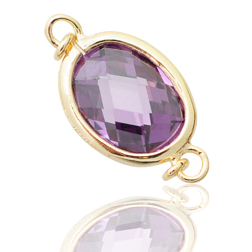 Tanzanite connector / 925 silver gold plated / 10mm