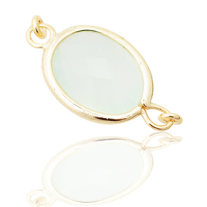 Chrysolite opal connector / 925 silver gold plated / 10mm