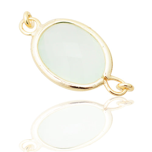 Chrysolite opal connector / 925 silver gold plated / 10mm