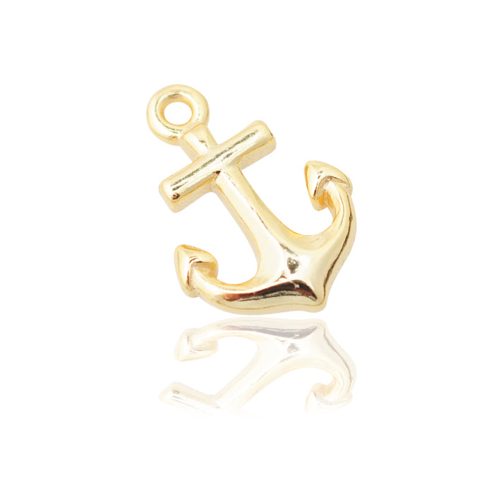 Anchor pendant / 925 silver gold plated / 14mm