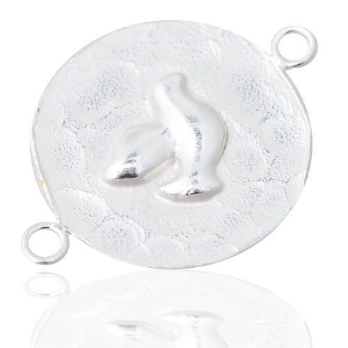 Peace dove connector / 925 silver / Ø 15mm