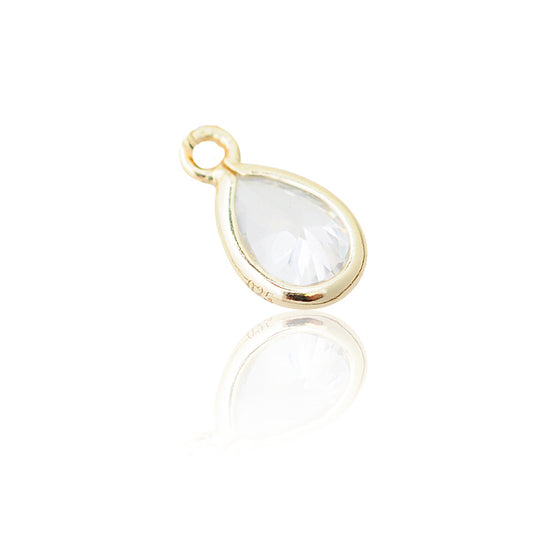 Zircon drop pendant / 925 silver gold plated / 9mm