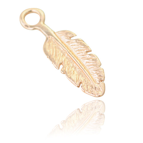 Delicate feather pendant / 925 silver rose gold plated / 14mm