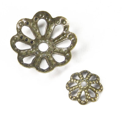Bead caps floral / brass colored / 25 pcs. / Ø 10 mm