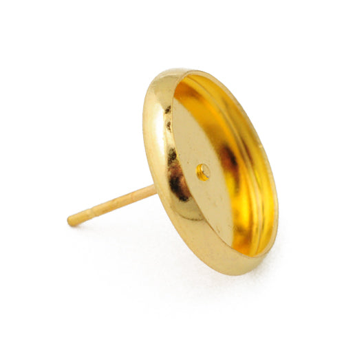 Cabochon ear studs blank / gold colored / for 12mm