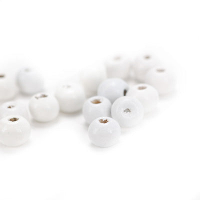 Wooden beads / white / 100 pcs. Ø 7 mm