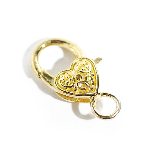 Lobster clasp heart / gold colored / 25mm