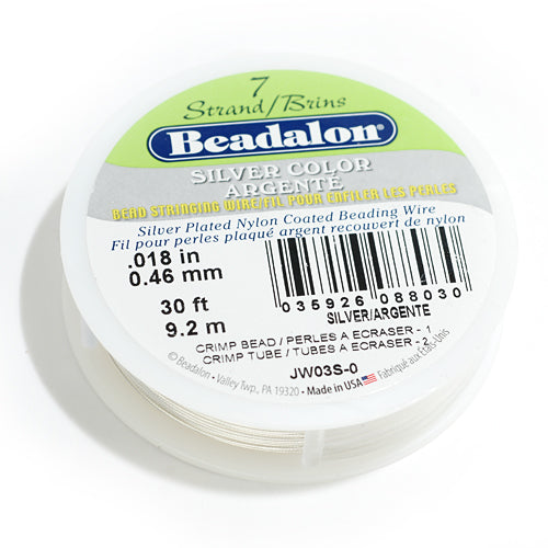 Roll of beading wire 9.2m beadalon / silver / Ø 0.46mm