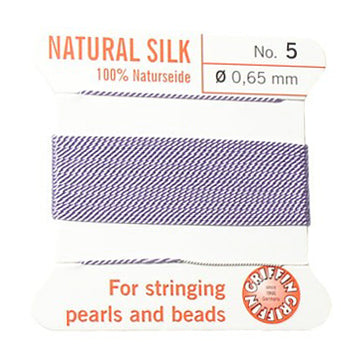 Griffin pearl silk with needle / purple / No5 (Ø 0.65mm)