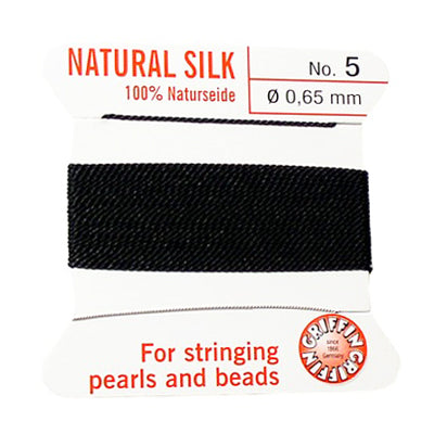 Griffin pearl silk with needle / black / No5 (Ø 0.65mm)