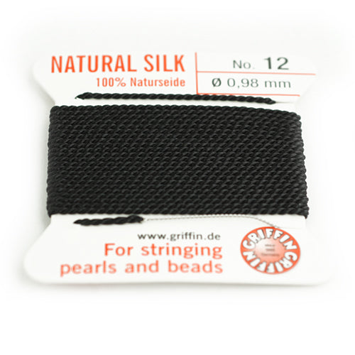 Griffin pearl cord with needle / black / No12 (Ø 0.98mm)