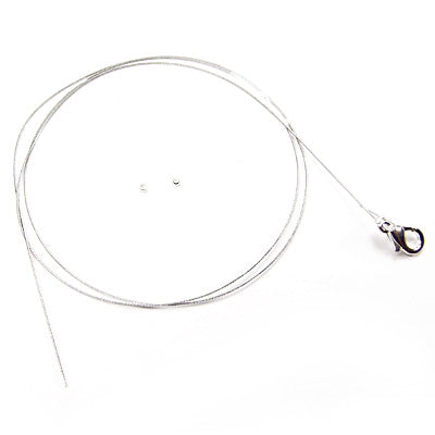 Pre-assembled jewelry wire with carabiner / gray / 42cm