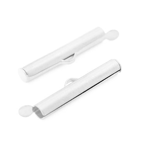 Flap end piece end cap / silver colored / 25mm