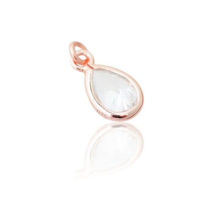 Zircon teardrop pendant / 925 silver rose gold plated / 9mm