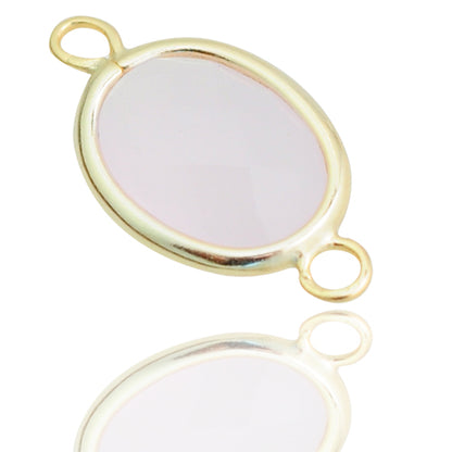 Pink opal connector / 925 silver gold plated / 10mm