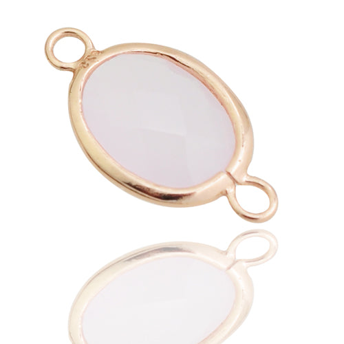 Pink opal connector / 925 silver rose gold plated / 10mm