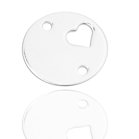 Heart connector plates / 925 silver / Ø 12mm