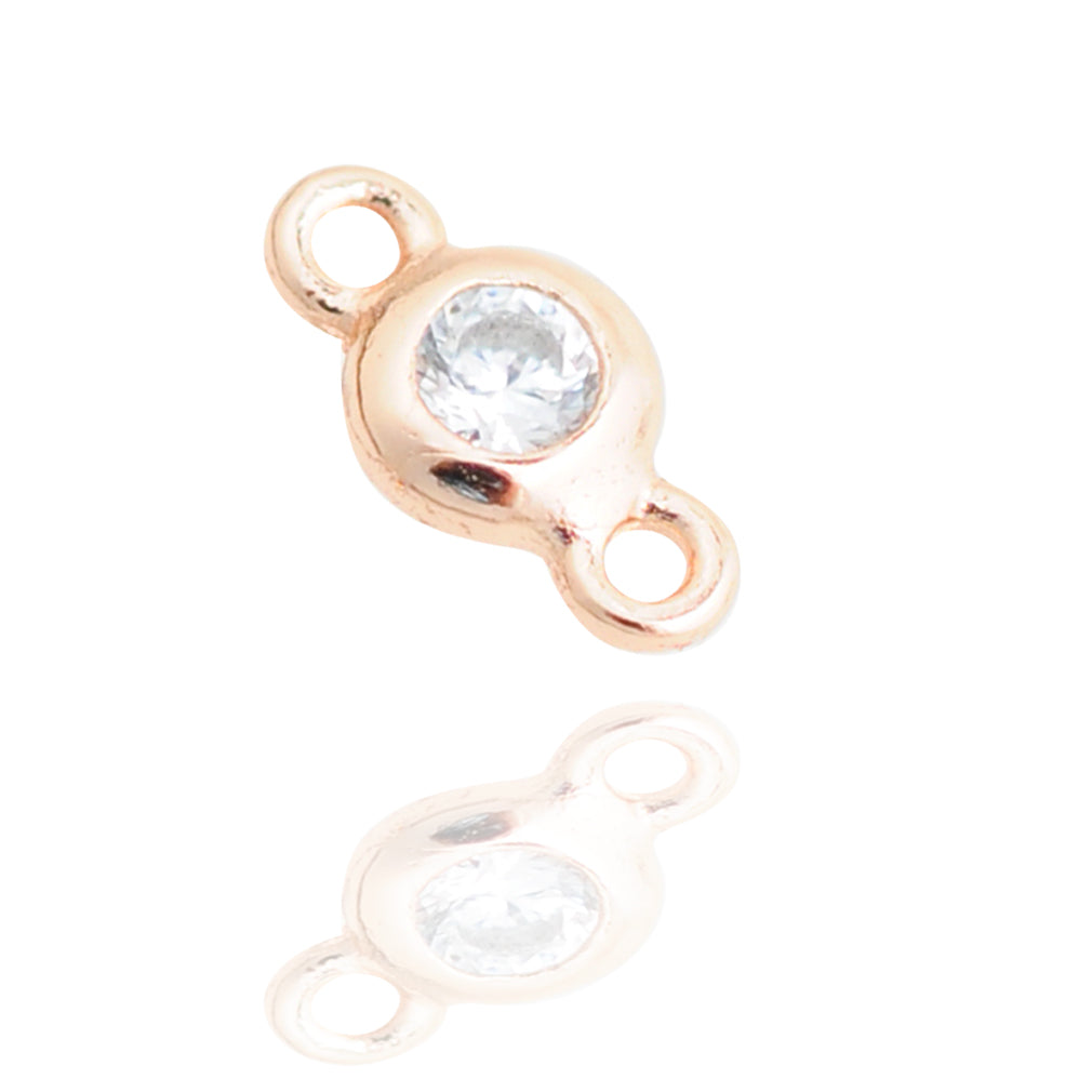 Zircon connector / 925 silver rose gold plated / Ø 2mm