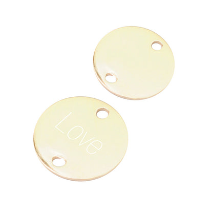 Connector with engraving / 925 silver gold plated / Ø 12mm
