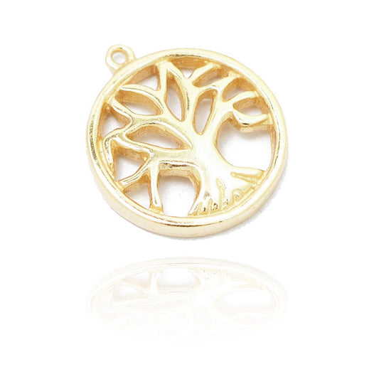 Tree of life pendant / 925 silver gold plated / Ø 10mm