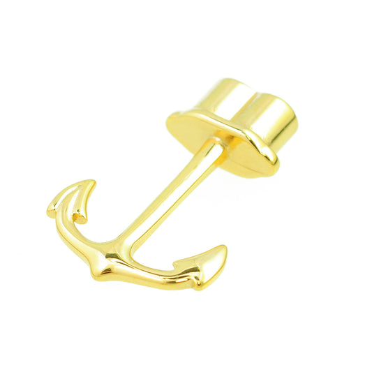Stainless steel anchor clasp / gold colored / 2x Ø 5mm