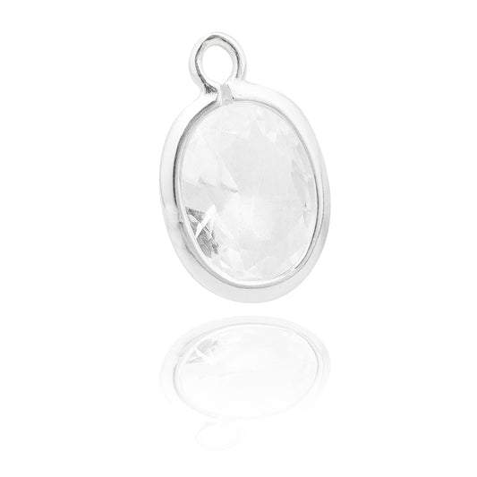 Crystal pendant / 925 silver / 6x10mm