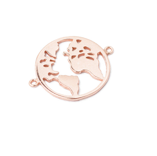 Around the World / world connector / 925 silver rose gold plated / Ø 14mm