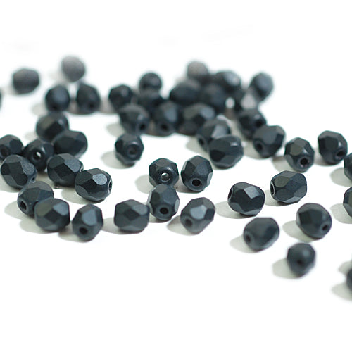 Preciosa ground glass beads black matt / 100 pcs. / 4mm