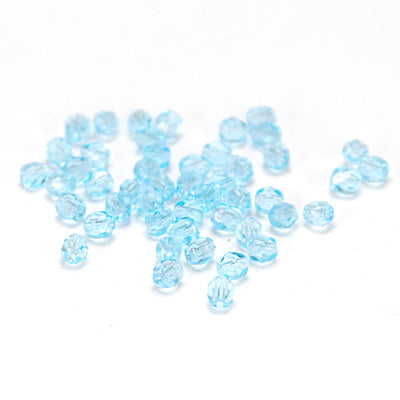 Preciosa faceted glass beads / aquamarine / 100 pcs. / 4mm