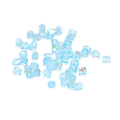 Preciosa ground glass beads / aquamarine AB / 100 pcs. / 4mm