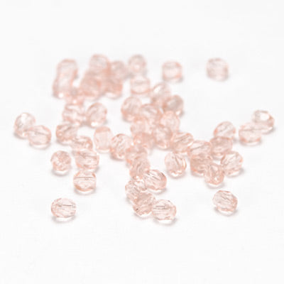 Preciosa ground glass beads / pink / 100 pcs. / 4mm