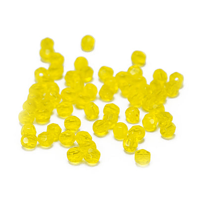 Preciosa faceted glass beads / yellow / 100 pcs. / 4mm
