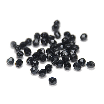 Preciosa ground glass beads / black / 100 pcs. / 4mm