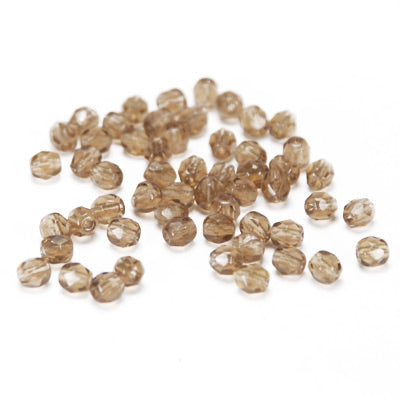 Preciosa faceted glass beads / light brown / 100 pcs. / 4mm