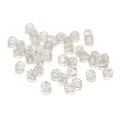 Preciosa faceted glass beads / gray / 100 pcs. / 4mm