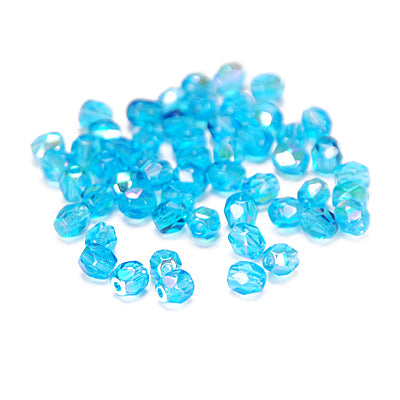 Preciosa glass beads / turquoise AB / 100 pcs. / 4mm