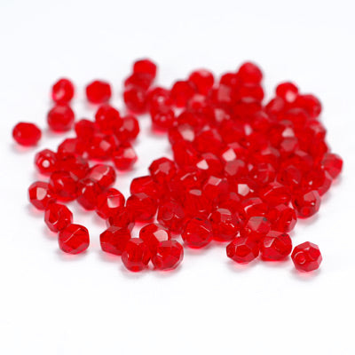 Preciosa ground glass beads / light siam red / 50 pcs. / 6mm