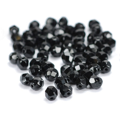 Preciosa ground glass beads black / 50 pcs. / 6mm