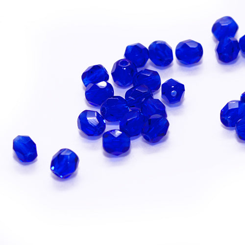 Preciosa ground glass beads dark blue / 50 pcs. / 6mm