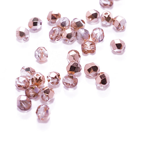 Preciosa glass beads rose gold copper / 50 pcs. / 6mm