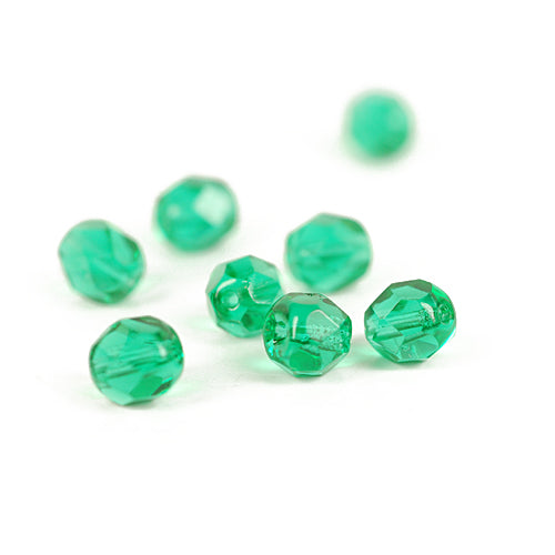 Preciosa ground glass beads / blue zircon / 50 pcs. / 6mm