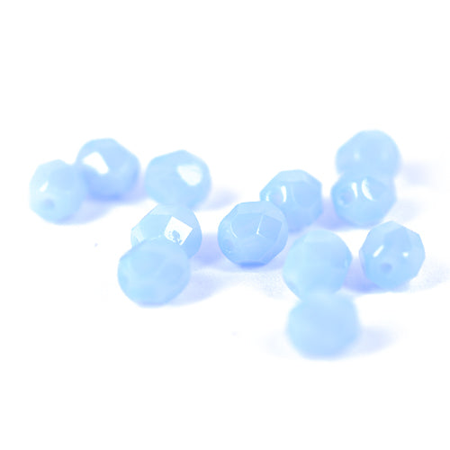 Preciosa faceted glass beads / blue opal / 50 pcs. / 6mm