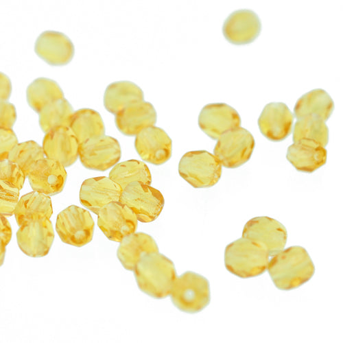 Preciosa ground glass beads yellow / 100 pcs. / 4mm